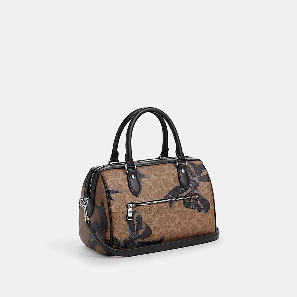 Coach Rowan Satchel Bag In Signature Canvas With Bow Print - Picture 2 of 7